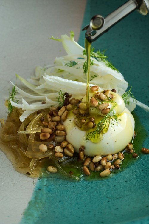 Image for article: Fennel marmalata with shaved fennel and burrata salad