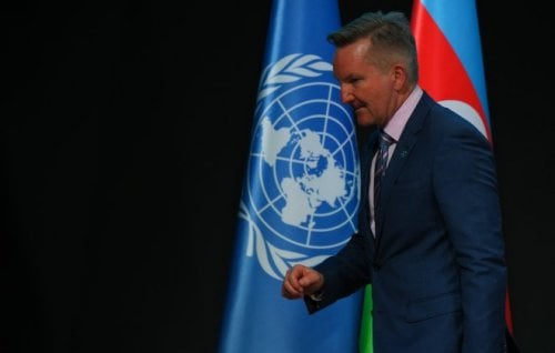 Climate Minister Chris Bowen at a plenary session of COP29.