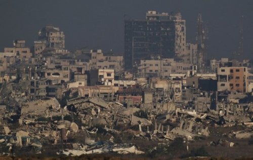 Destroyed buildings in the northern Gaza Strip.