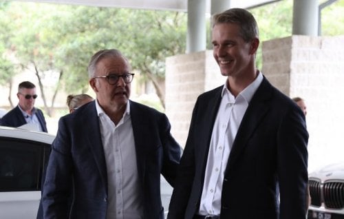 rime Minister Anthony Albanese with Parramatta MP Andrew Charlton.
