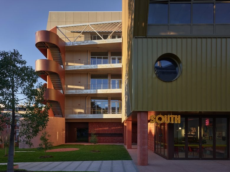 The exterior of Merri-bek’s new civic and community centre, Balam Balam Place, designed by Kennedy Nolan.