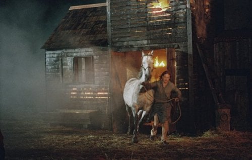 Caleb Landry Jones in Athina Rachel Tsangari’s Harvest. 