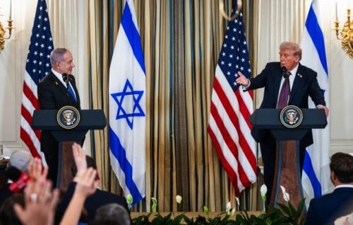 Israeli Prime Minister Benjamin Netanyahu and US President Donald Trump at a White House press conference this week.