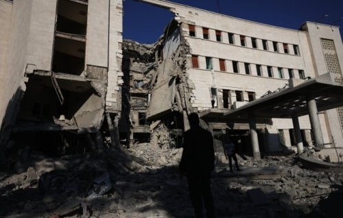 The aftermath of an Israeli air strike on Syria.